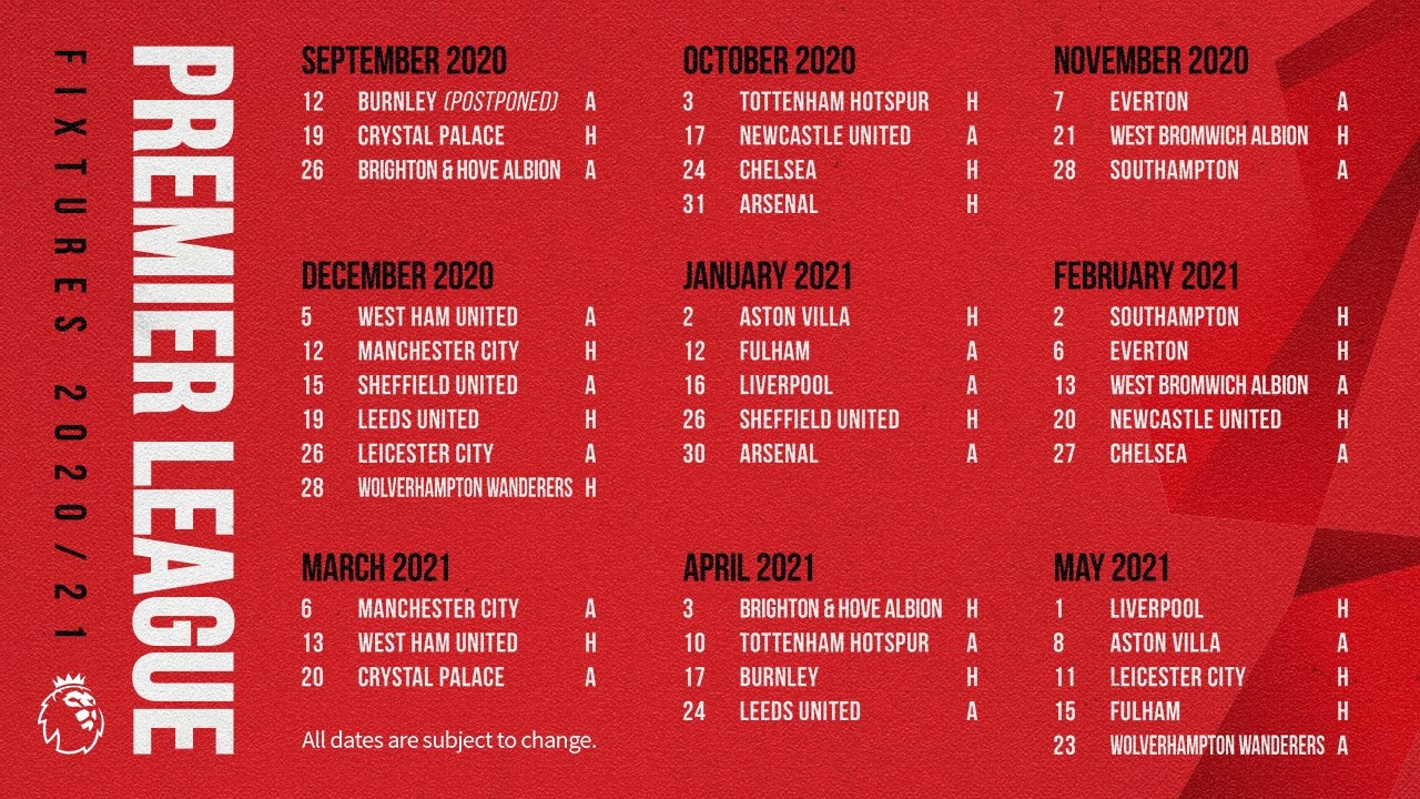 Les Rencontres De Premier League 2020 2021 Sont Connues Manchester Devils Premier Site En Fran ais Sur Manchester United