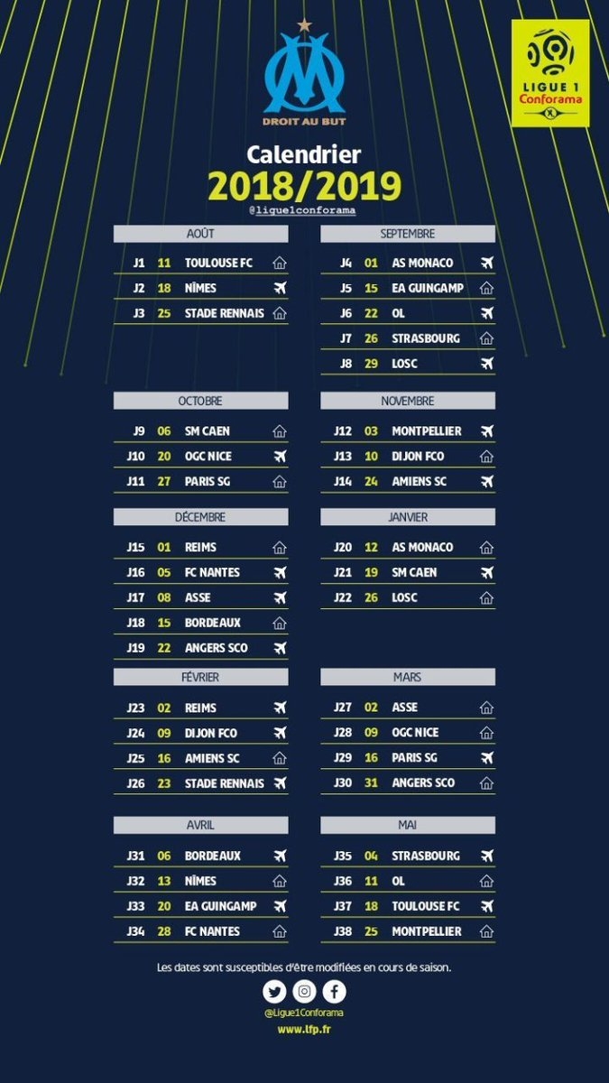 Ligue 1 Le Calendrier A t R v l 