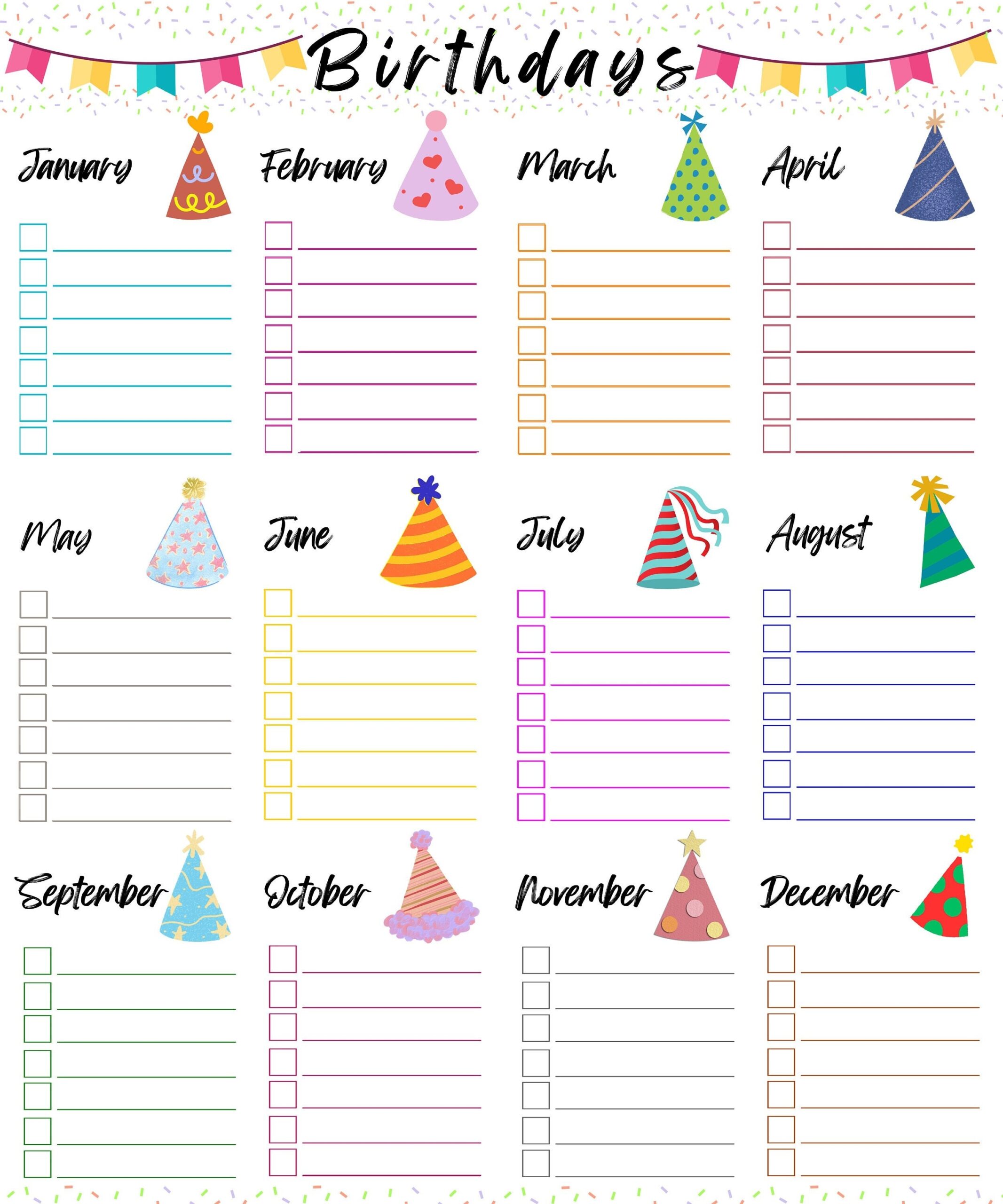 calendrier anniversaire à imprimer pdf