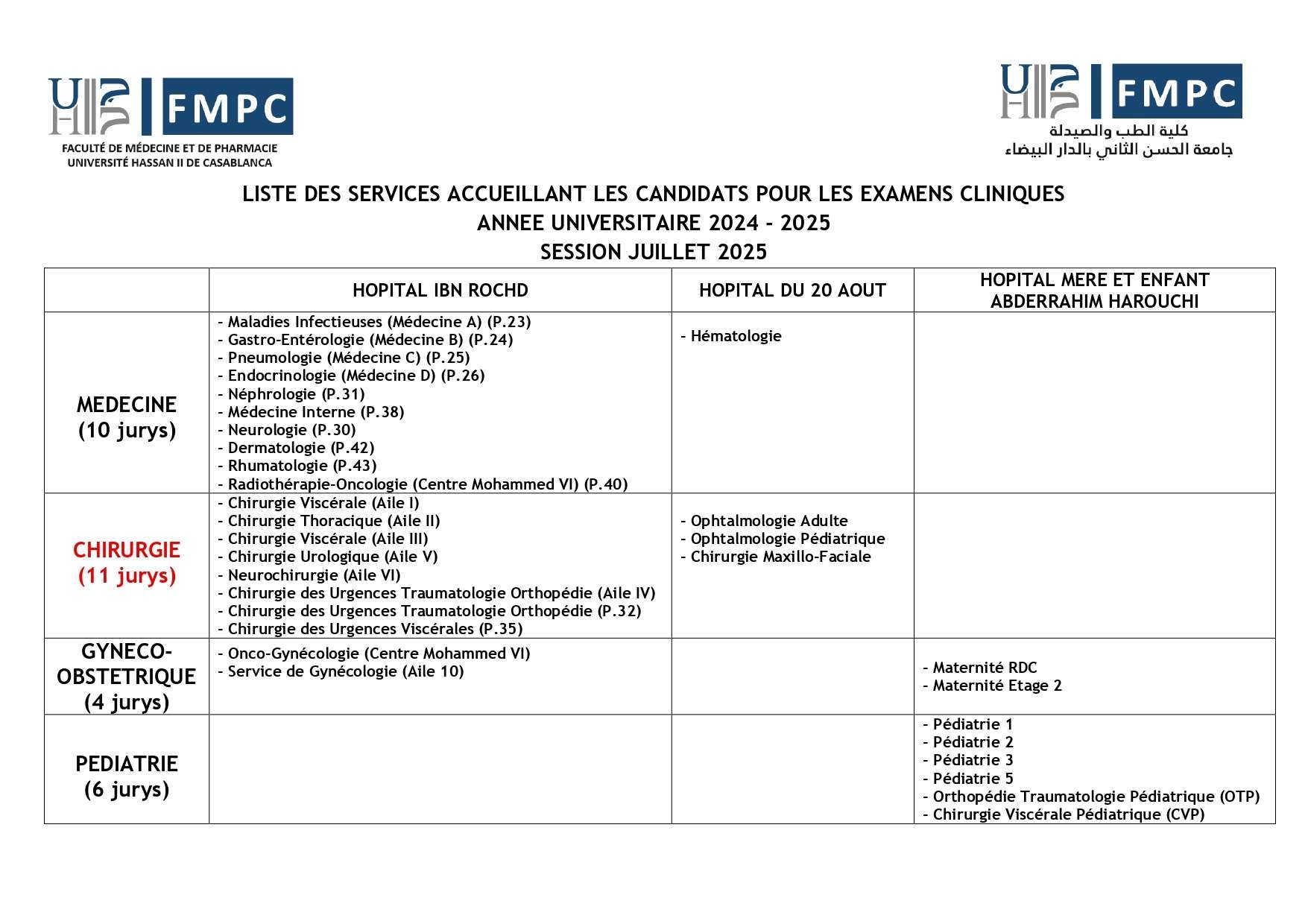 calendrier des examens assas