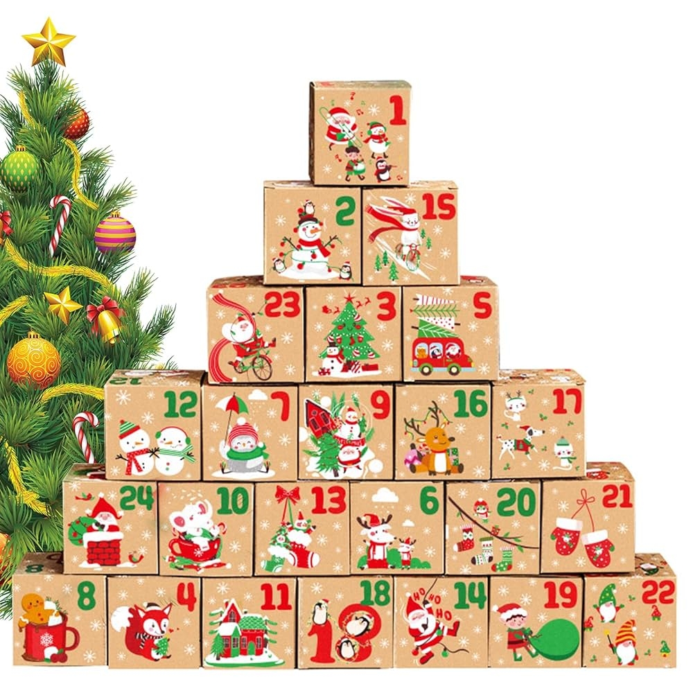 Mamiddle Lot De 24 Sachets De Calendrier De L Avent Remplir 24 Caisses Pochettes Cadeaux Pour Calendrier De L avent Bo tes Remplir 24 Bo tes bo te Marron Amazon fr Cuisine Et Maison