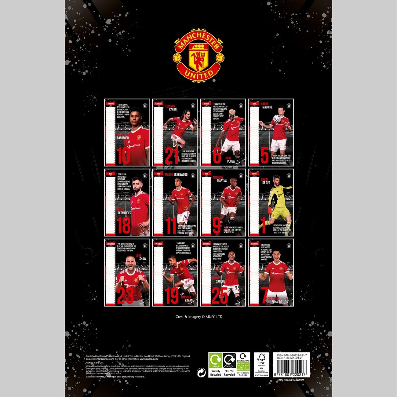 Manchester United FC Calendriers 2022 Achetez Sur Europosters