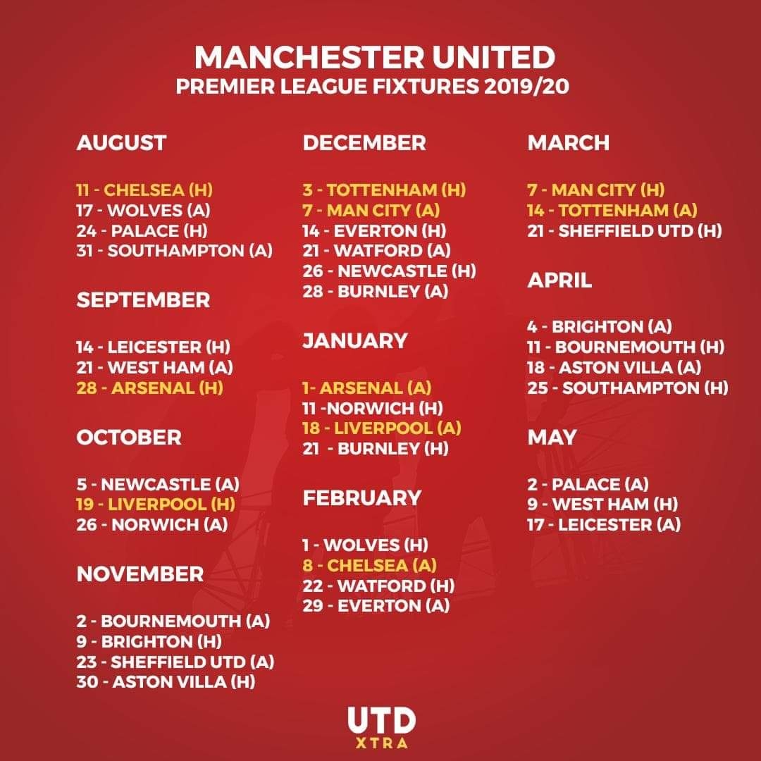 Manchester United FR On X Calendrier MU 19 20 a Commence Fort MUNCHE En Ouverture MUFC Https t co t3uvBxPB6Y X