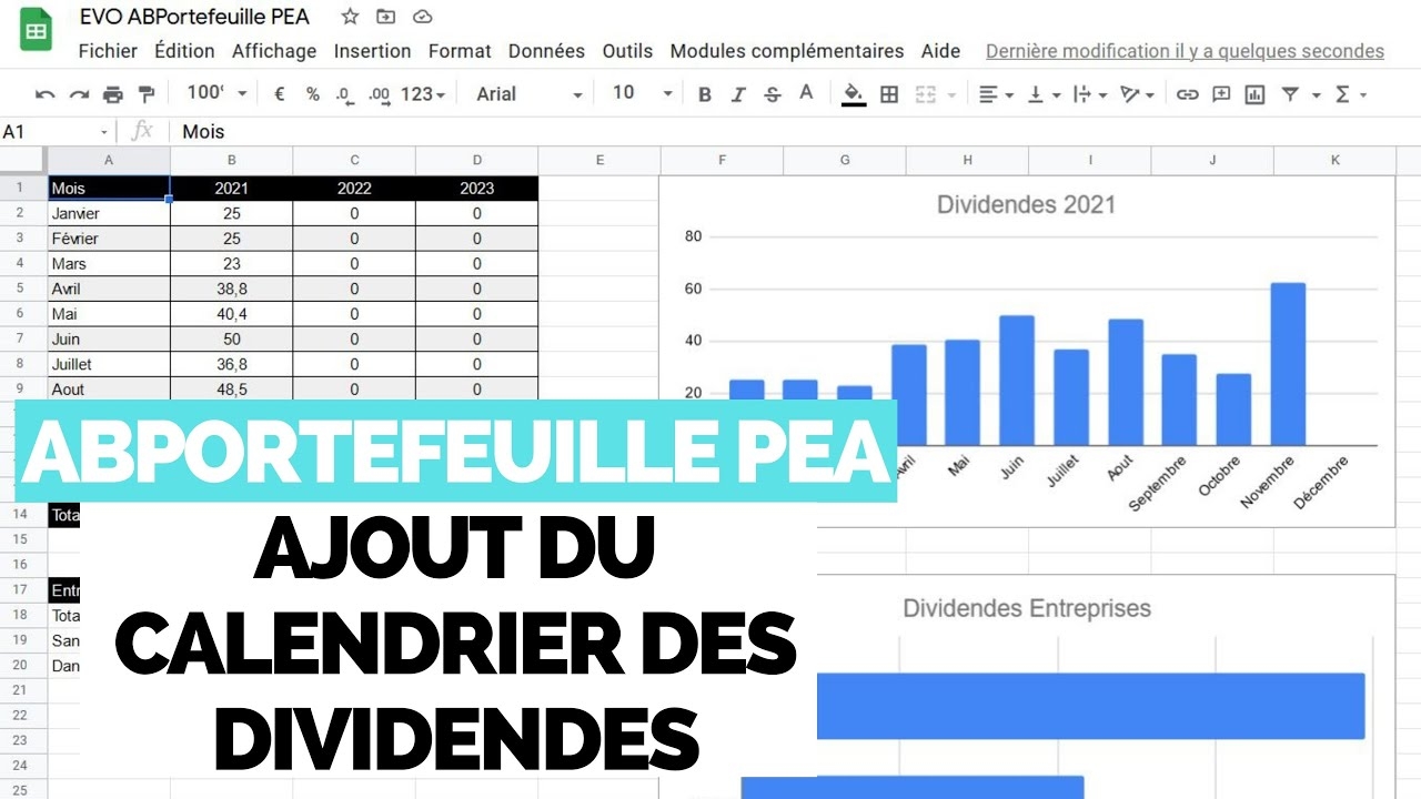 Mod le Portefeuille Bourse V2 Ajout Du Calendrier Des Dividendes ABPORTEFEUILLE PEA YouTube