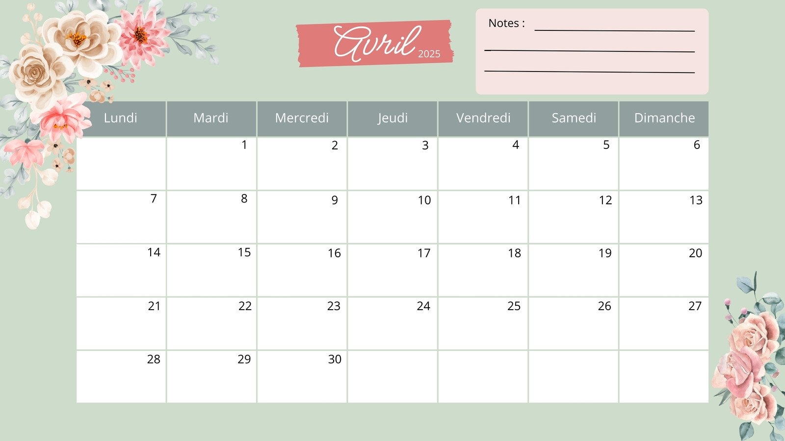 faire un calendrier