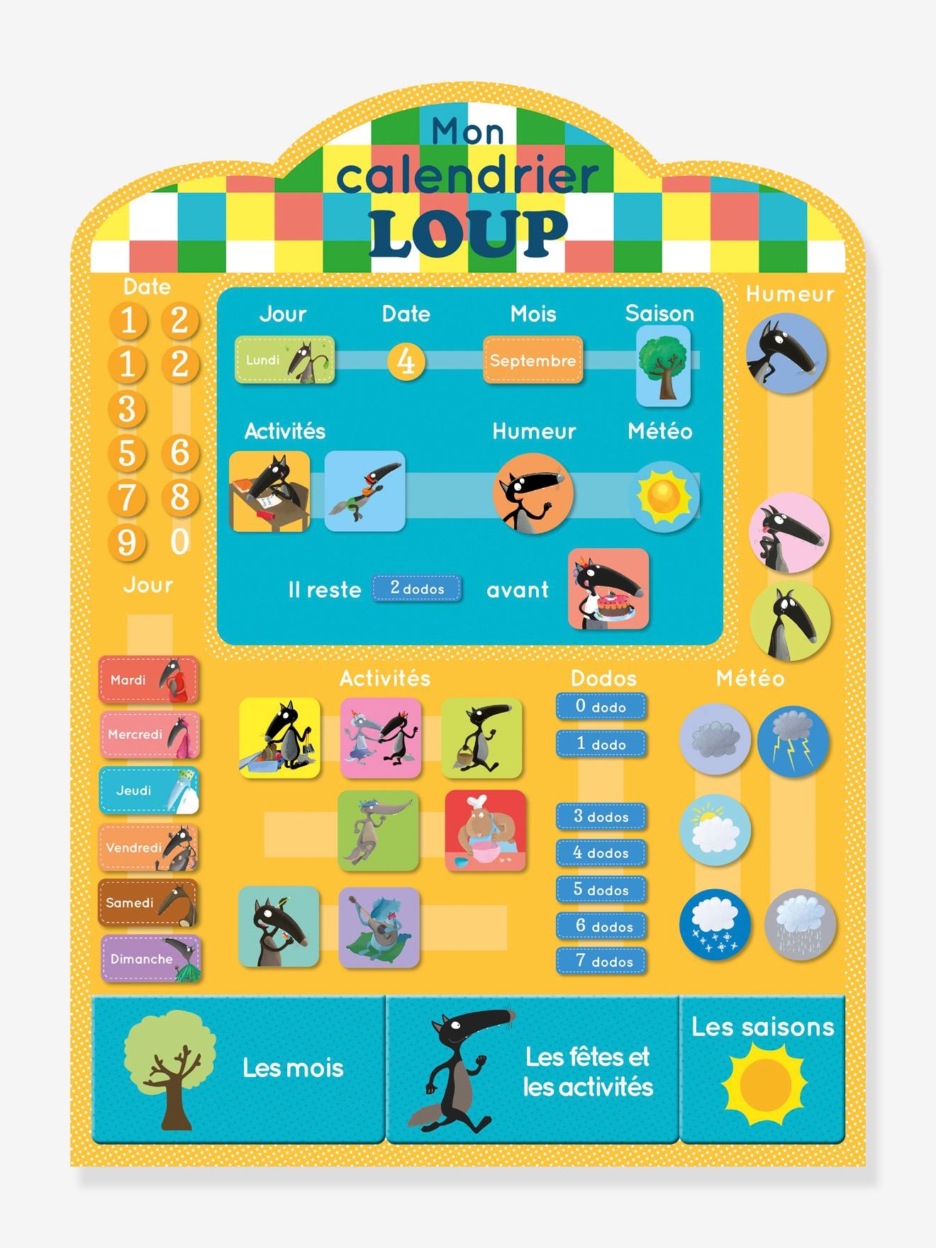 MON CALENDRIER LOUP EN TISSU AUZOU