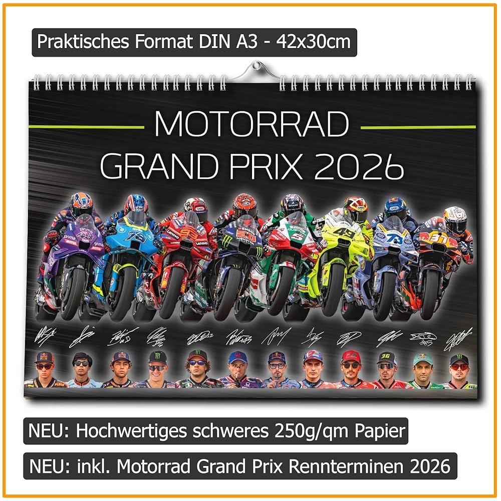 Motorcycle Grand Prix Calendar 2025 Premium Wall Calendar MotoGP Amazon de Stationery Office Supplies