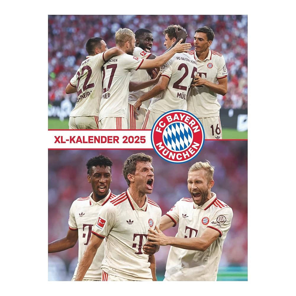 N NEUMANNVERLAGE Calendrier Poster FC Bayern Munich 2025 48 X 64 Cm Calendrier De Football Avec Motifs Des Stars Calendrier Pour Fans Avec Points Forts De Football Reliure Spirale Et Calendrier N NEUMANNVERLAGE Calendrier Poster FC Bayern Munich 2025 48 X 64 Cm Calendrier De Football Avec Motifs Des Stars Calendrier Pour Fans Avec Points Forts De Football Reliure Spirale Et Calendrier