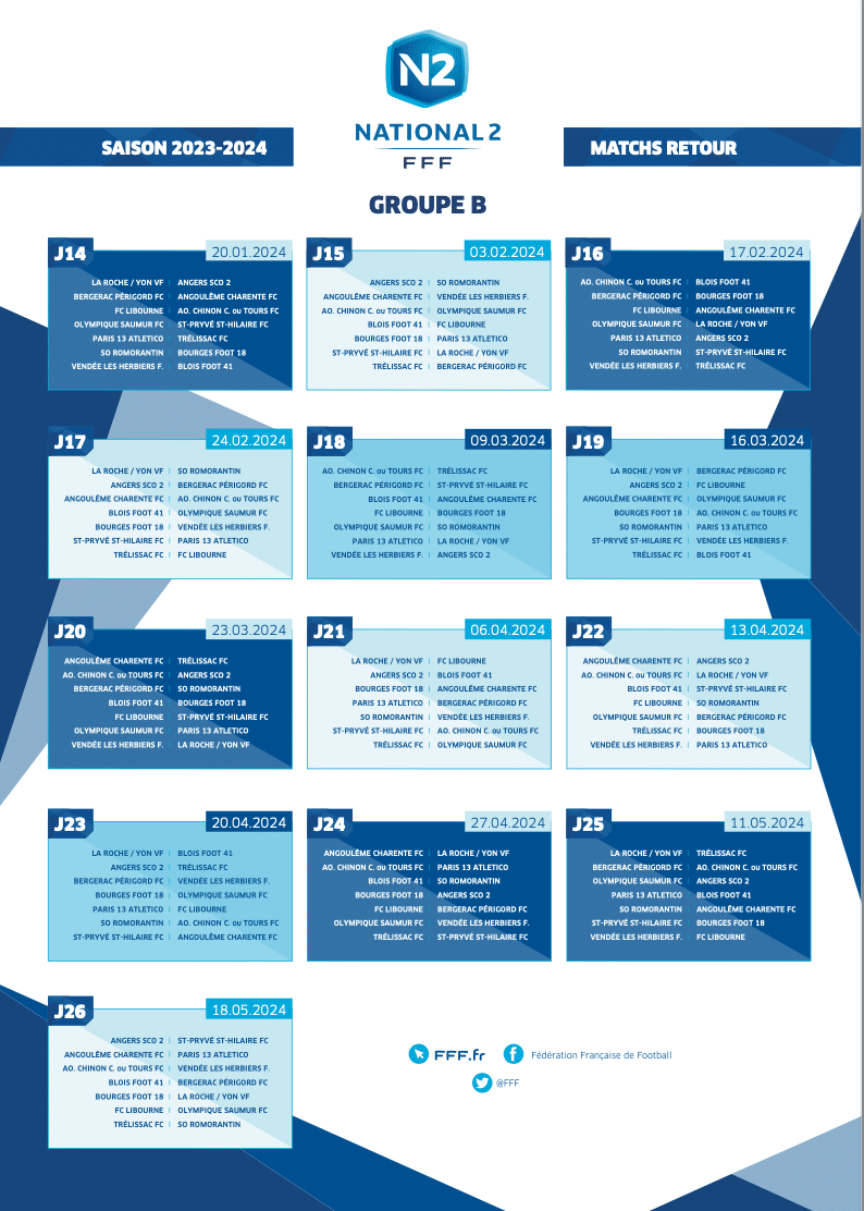 N2 LE CALENDRIER EST CONNU Bergerac P rigord FC