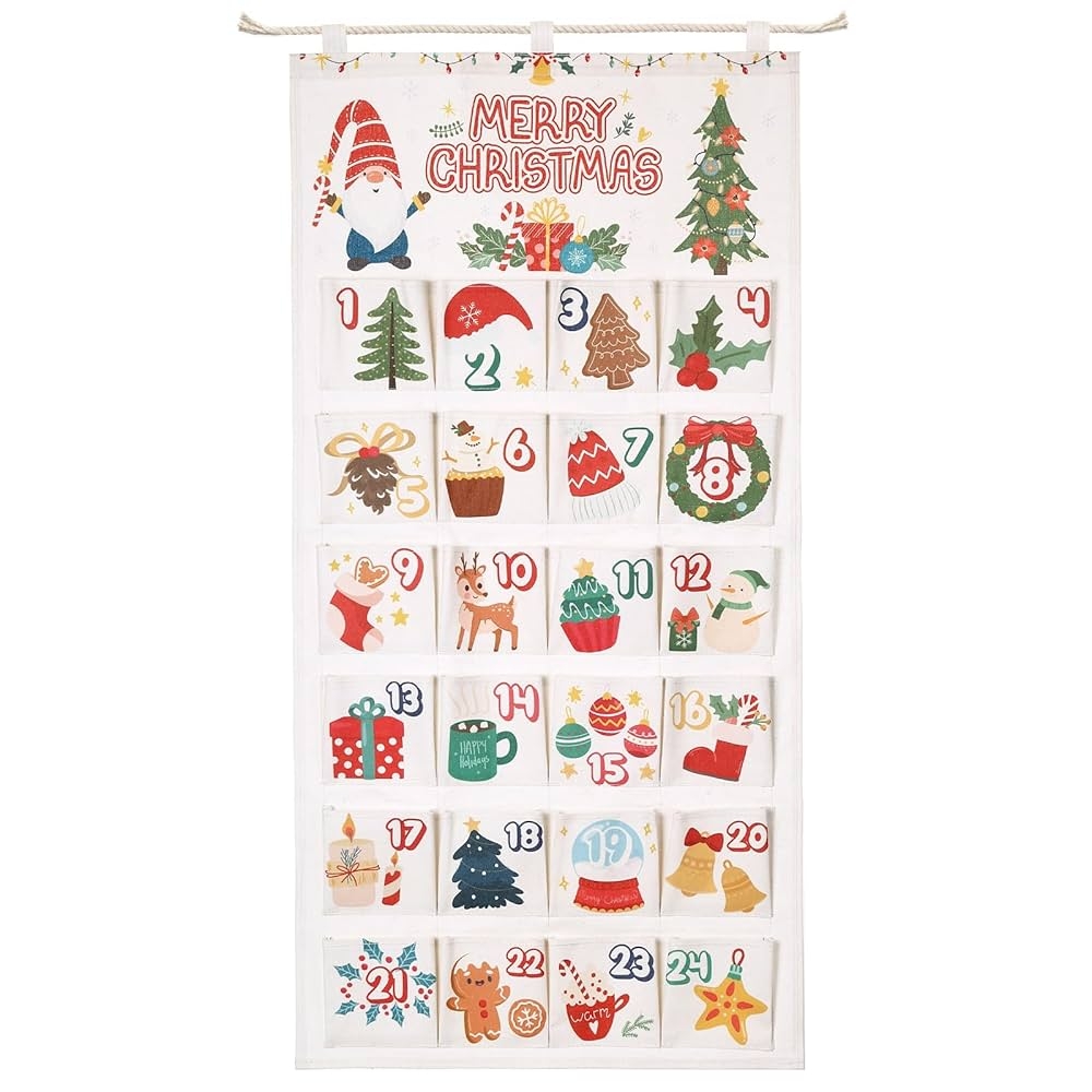 Naler Calendrier De L Avent Vide Remplir Soit Meme 50X100CM Calendrier Avent Tissu Mural Reutilisable Avec 24 Poches Pour Cadeau De No l Amazon fr Cuisine Et Maison