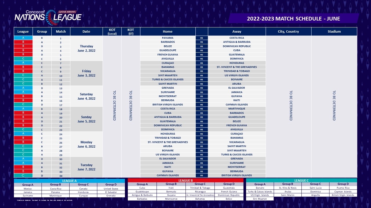 Nations League 22 23 Le Calendrier Des Gwada Boys LIGUE GUADELOUPEENNE DE FOOTBALL