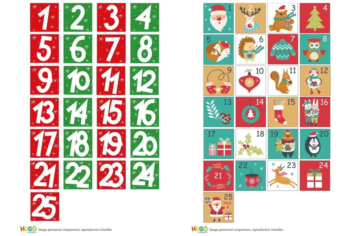 Nos tiquettes Imprimer Et Coller Sur Les Cases Du Calendrier De L Avent