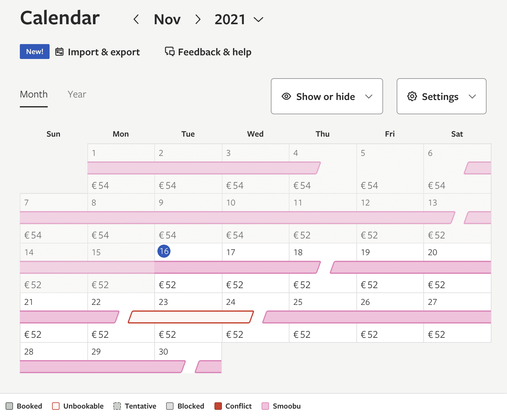 airbnb mon calendrier