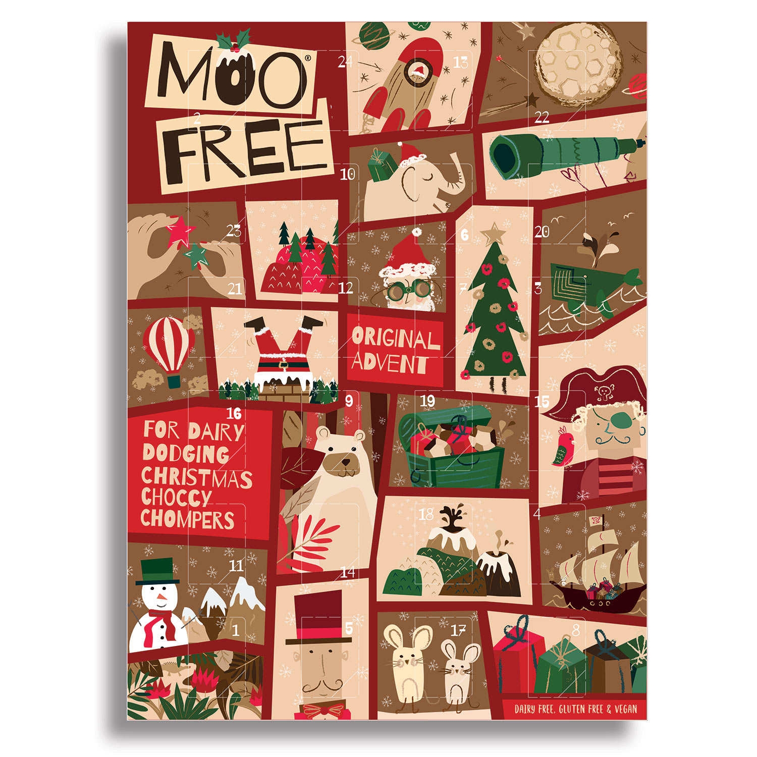 Organic Milk Alternative Chocolate Advent Calendar Dairy Gluten Free Moo Free