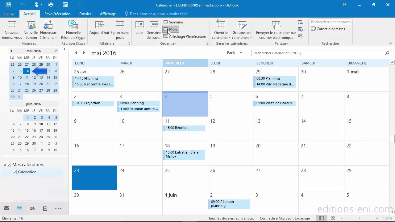 Outlook 2016 Utilisation Du Calendrier YouTube