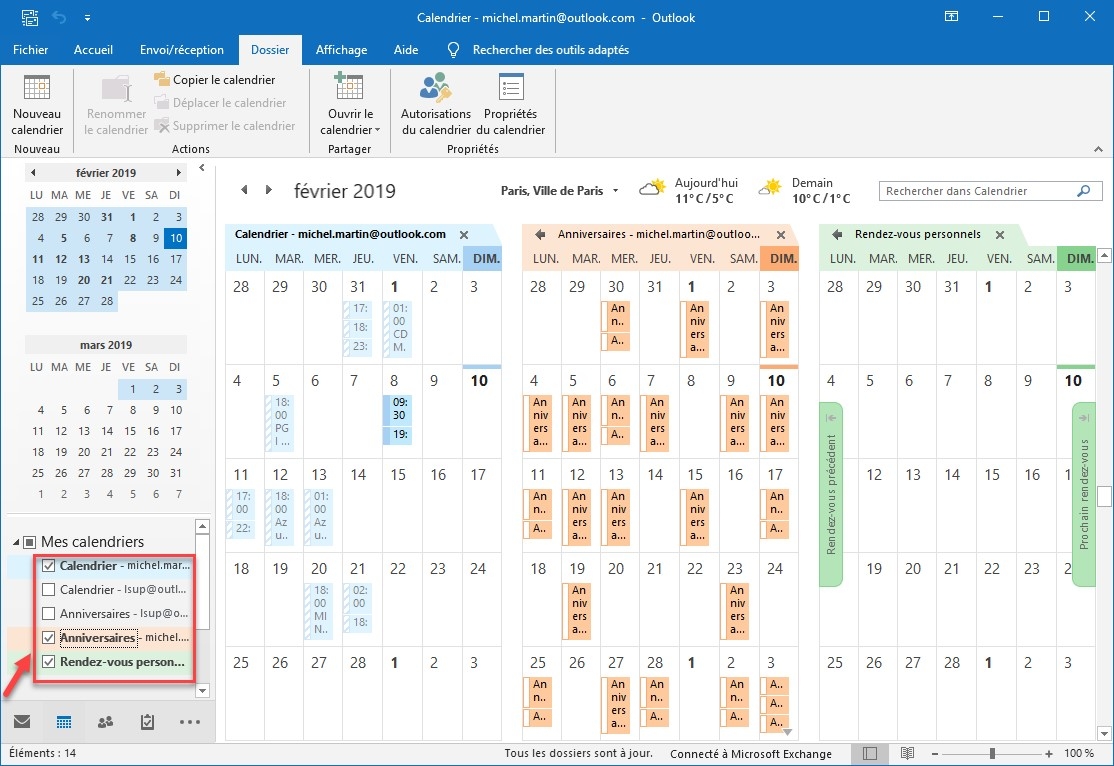 Outlook 2019 Affichage Simultan De Plusieurs Calendriers M diaforma