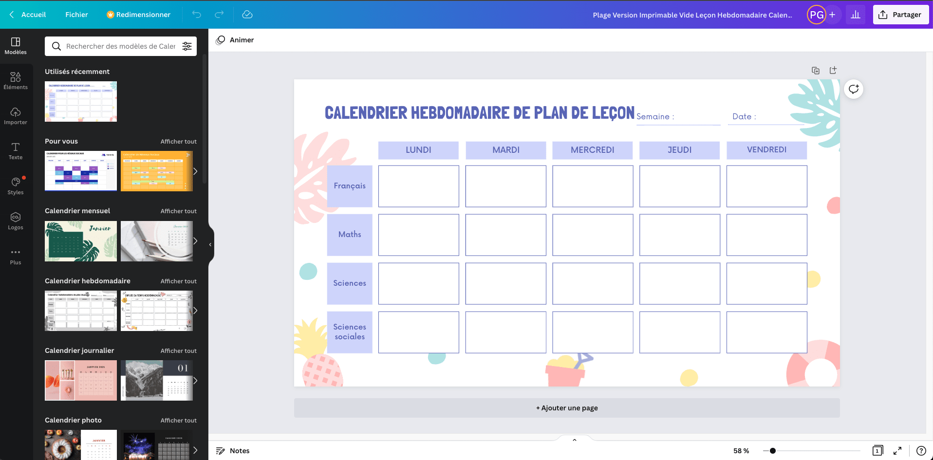 Planning De La Semaine 2025 Semainier Gratuit Canva
