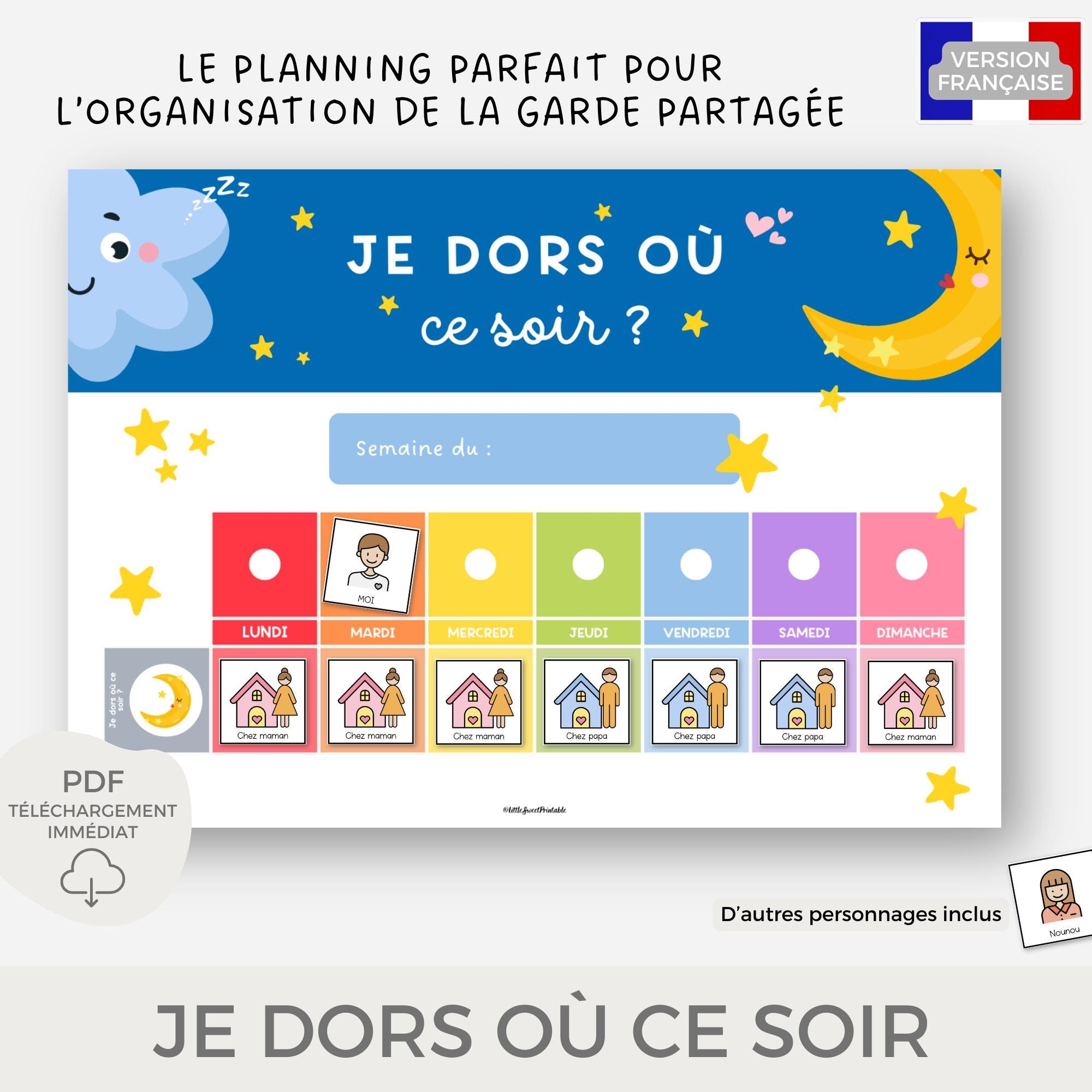 Planning Garde Altern e Enfant Semainier Garde Partag e Calendrier Enfant Parents S par s Divorc s Outil Organisation Famille Etsy