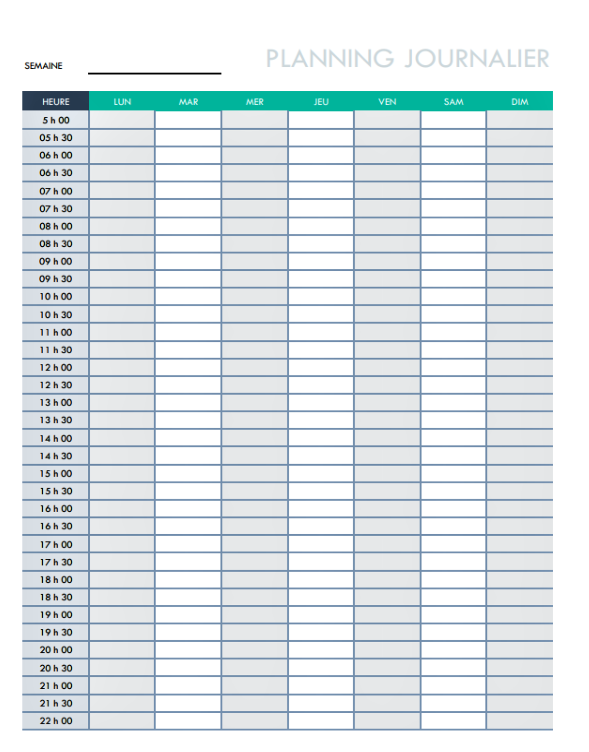 Planning Journalier Mod le Gratuit Sous Excel PDF HubSpot
