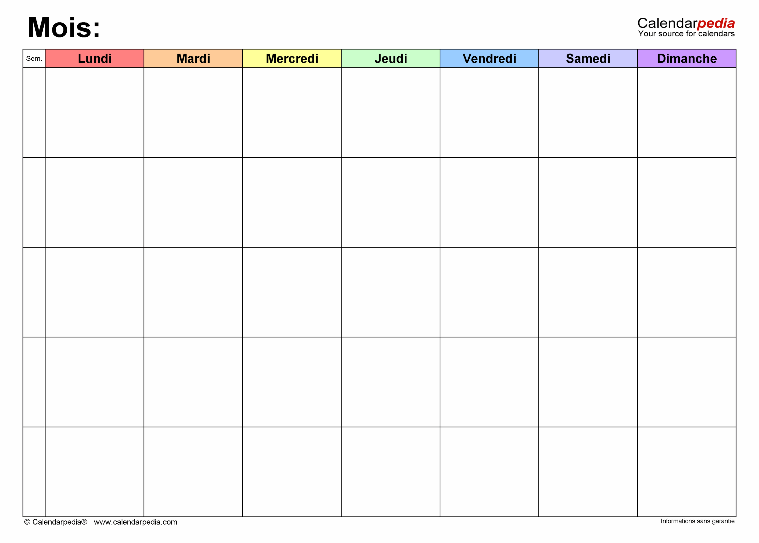 Planning Mensuel Calendarpedia