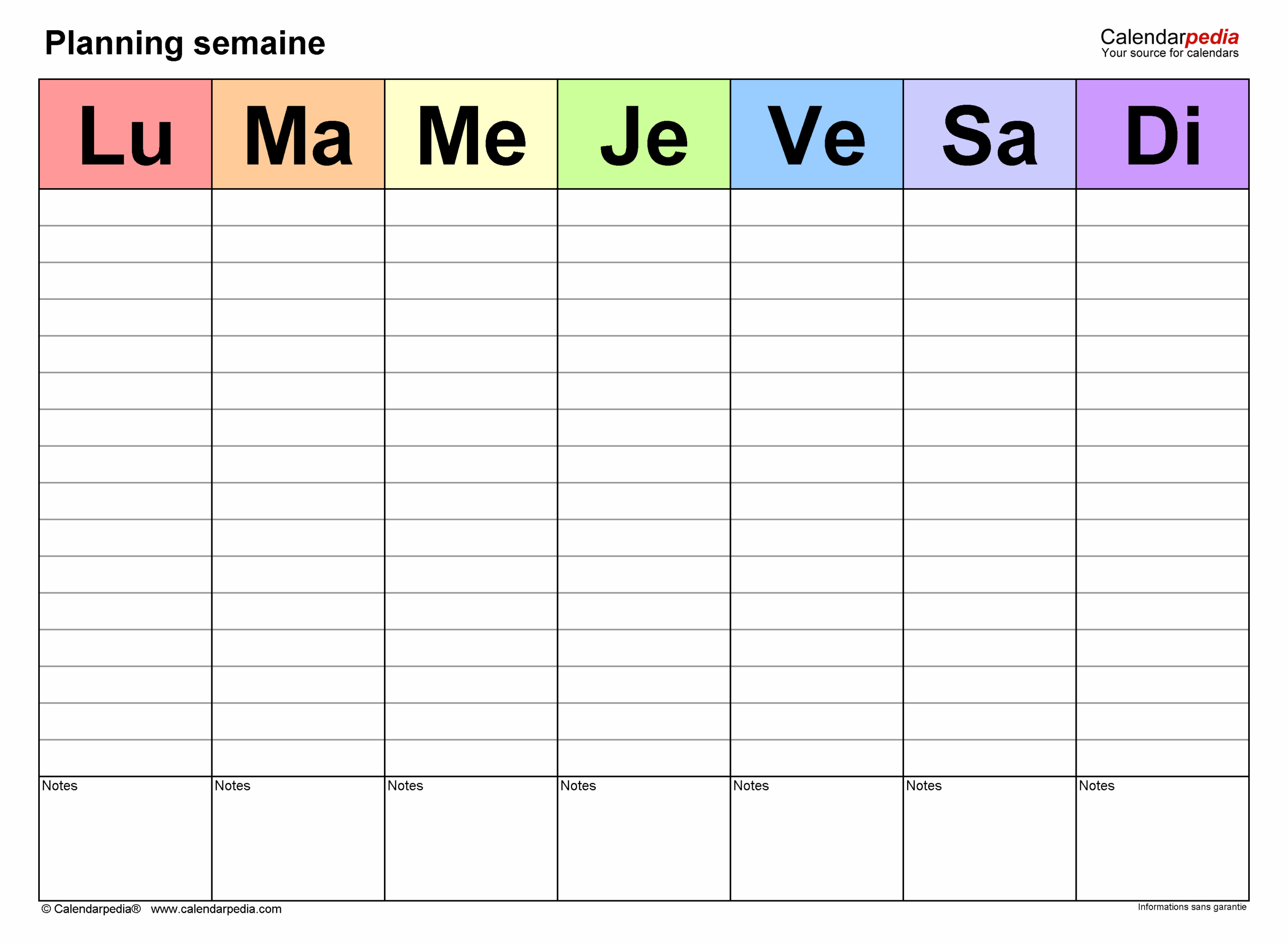 calendrier semaine à imprimer