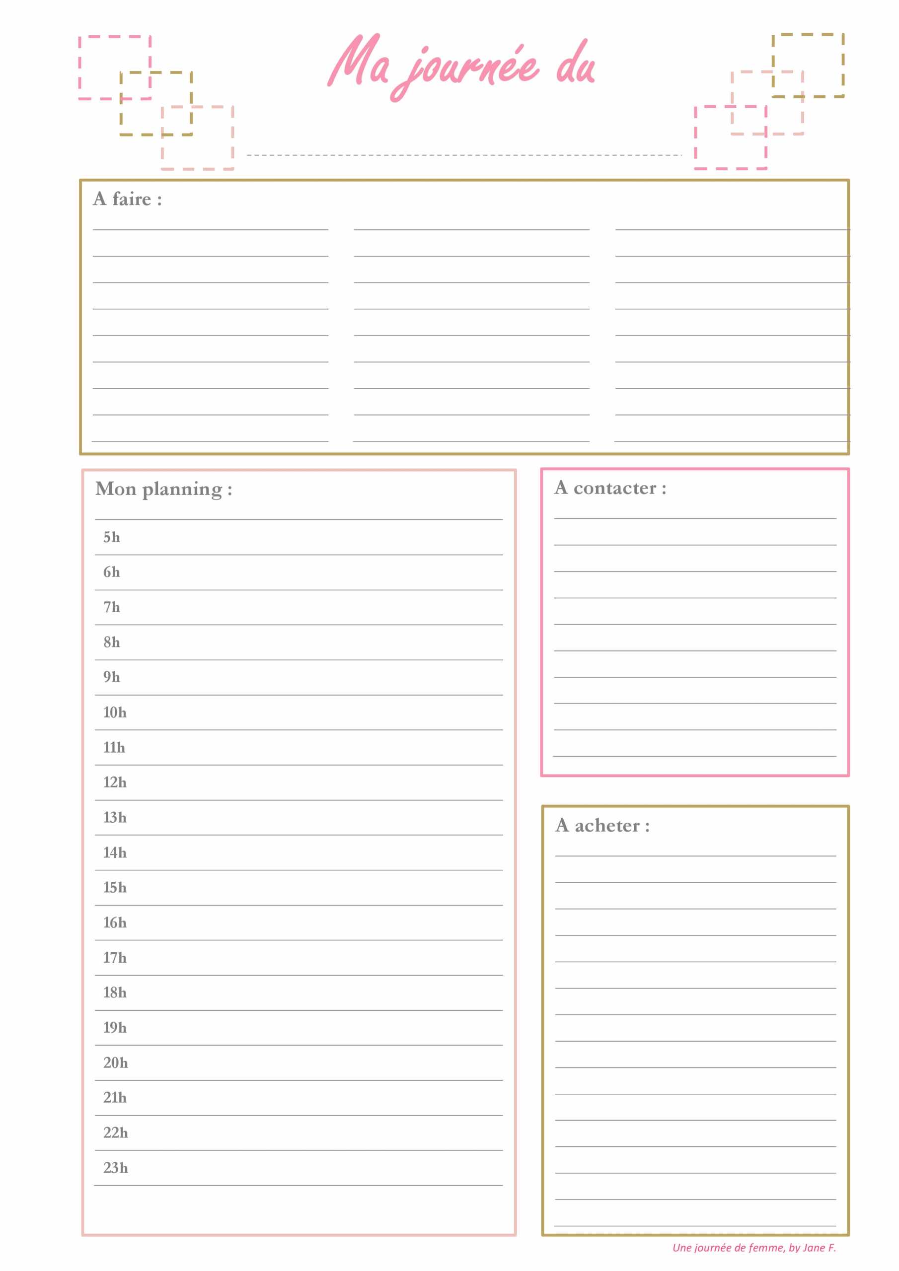 Planning Semaine Gratuit Imprimer Plannings PDF Au Format A4