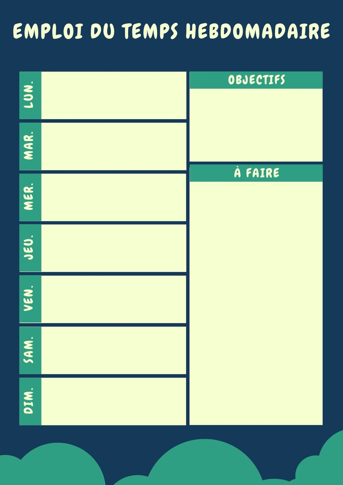 Planning Semaine Imprimer Beaux Mod les Gratuits Canva