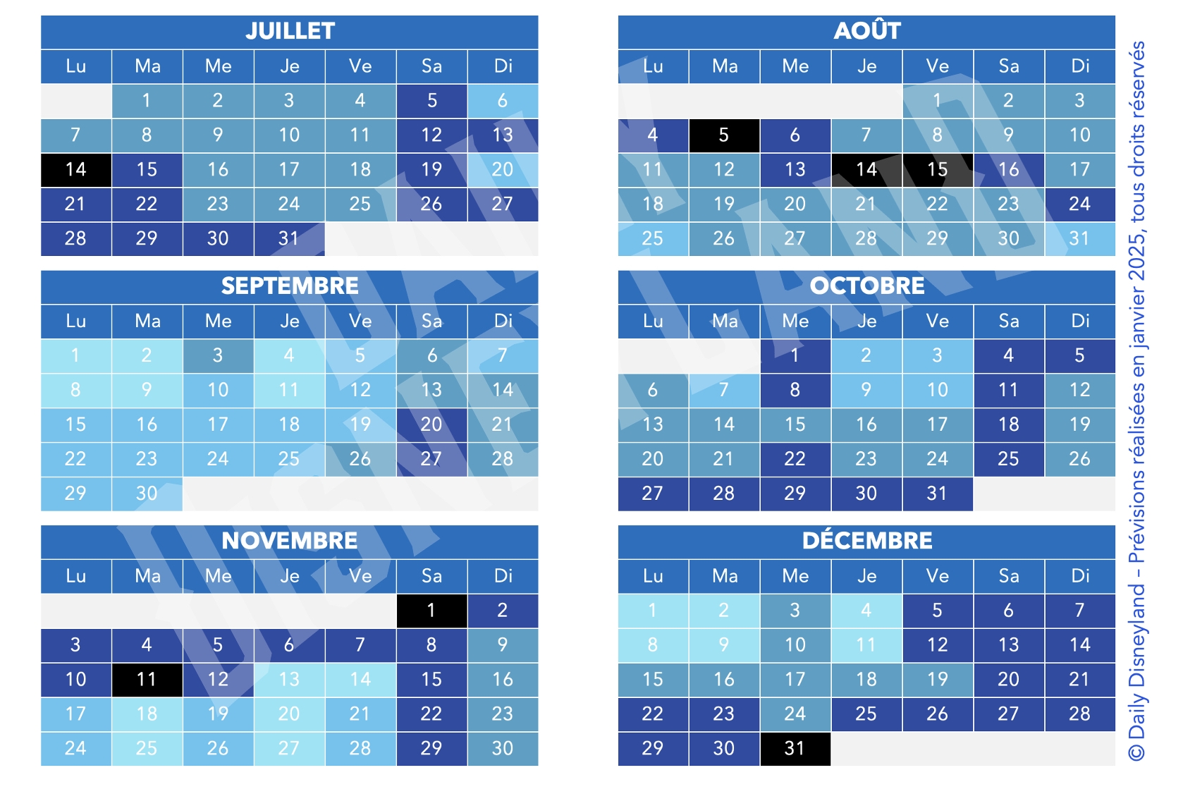 calendrier affluence disney