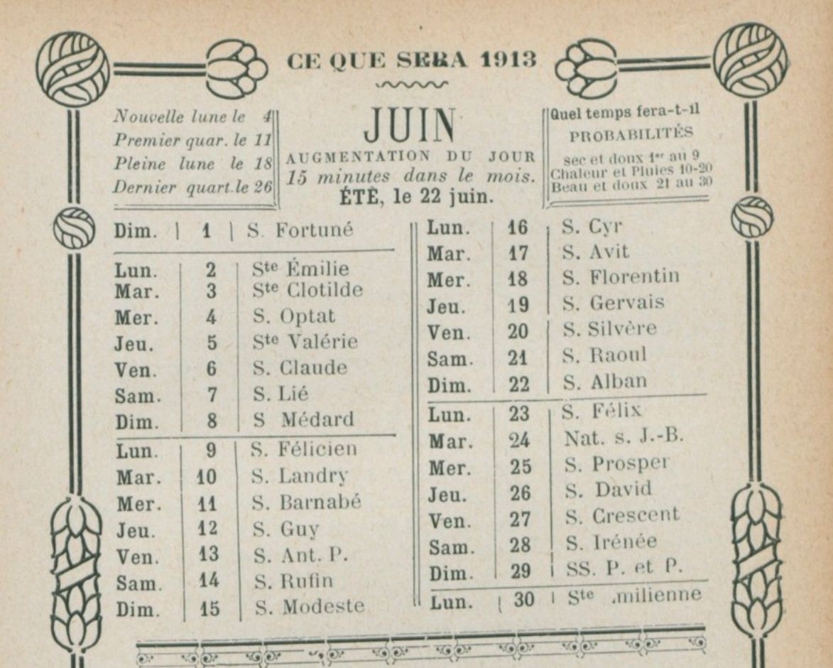calendrier grégorien prenom