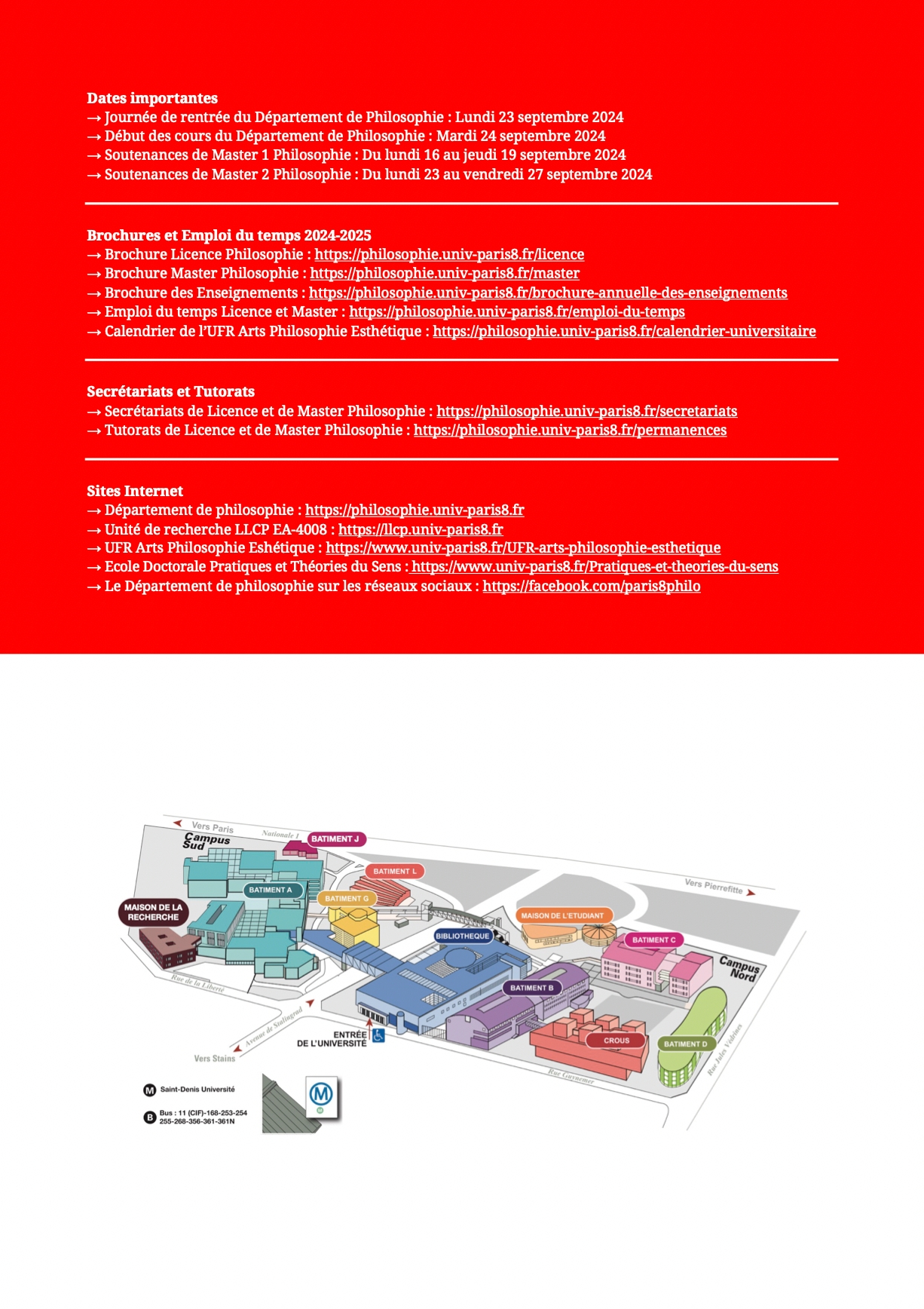 Rentr e Universitaire 2024 2025 D partement De Philosophie Universit Paris 8