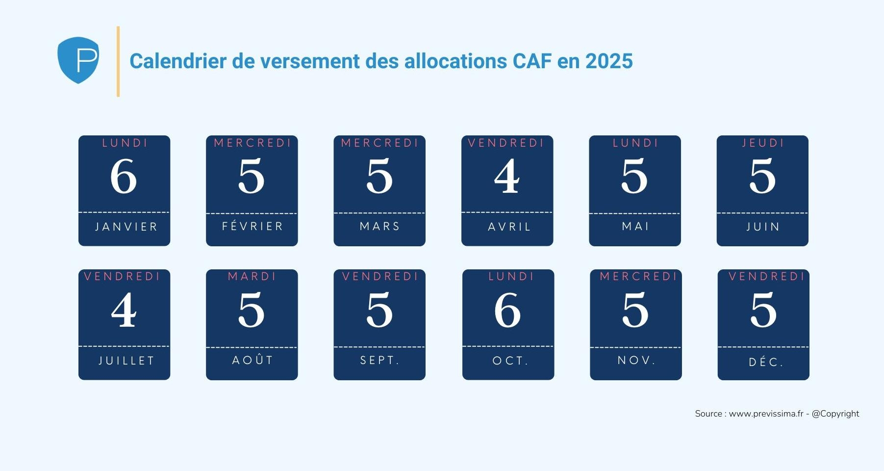 calendrier de paiement caf