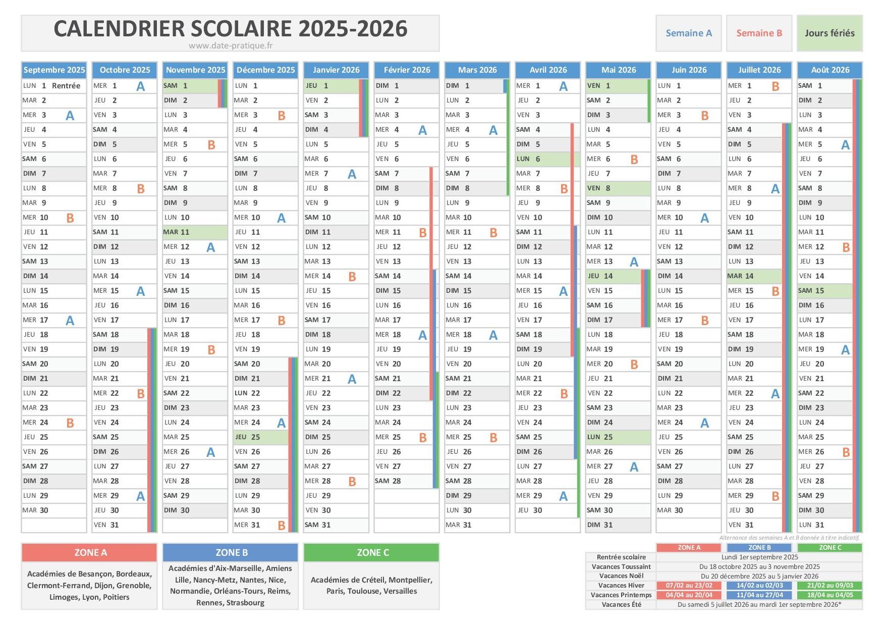 Semaine A Ou Semaine B Calendrier 2025 Avec Les Dates Des Semaines A Et B