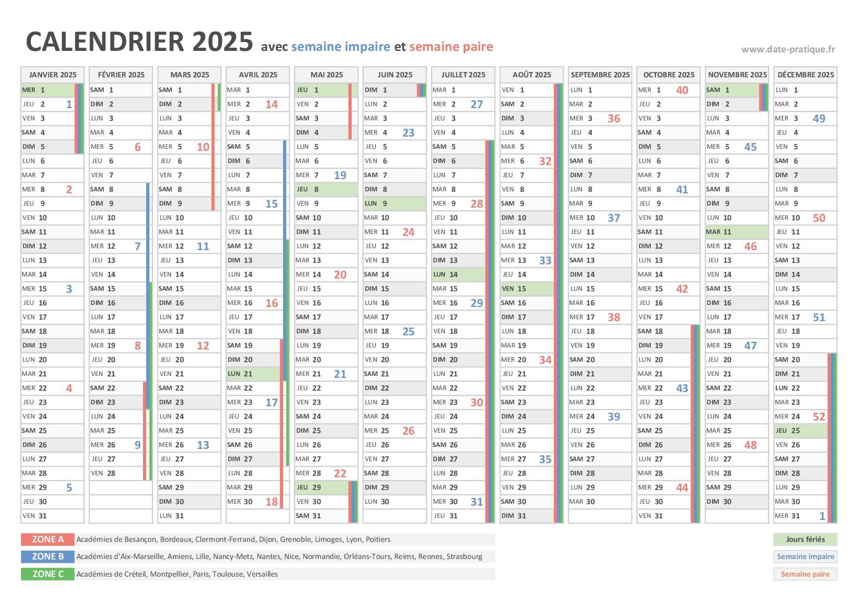 Semaine Paire 2025 Dates Liste Et Calendrier 2025