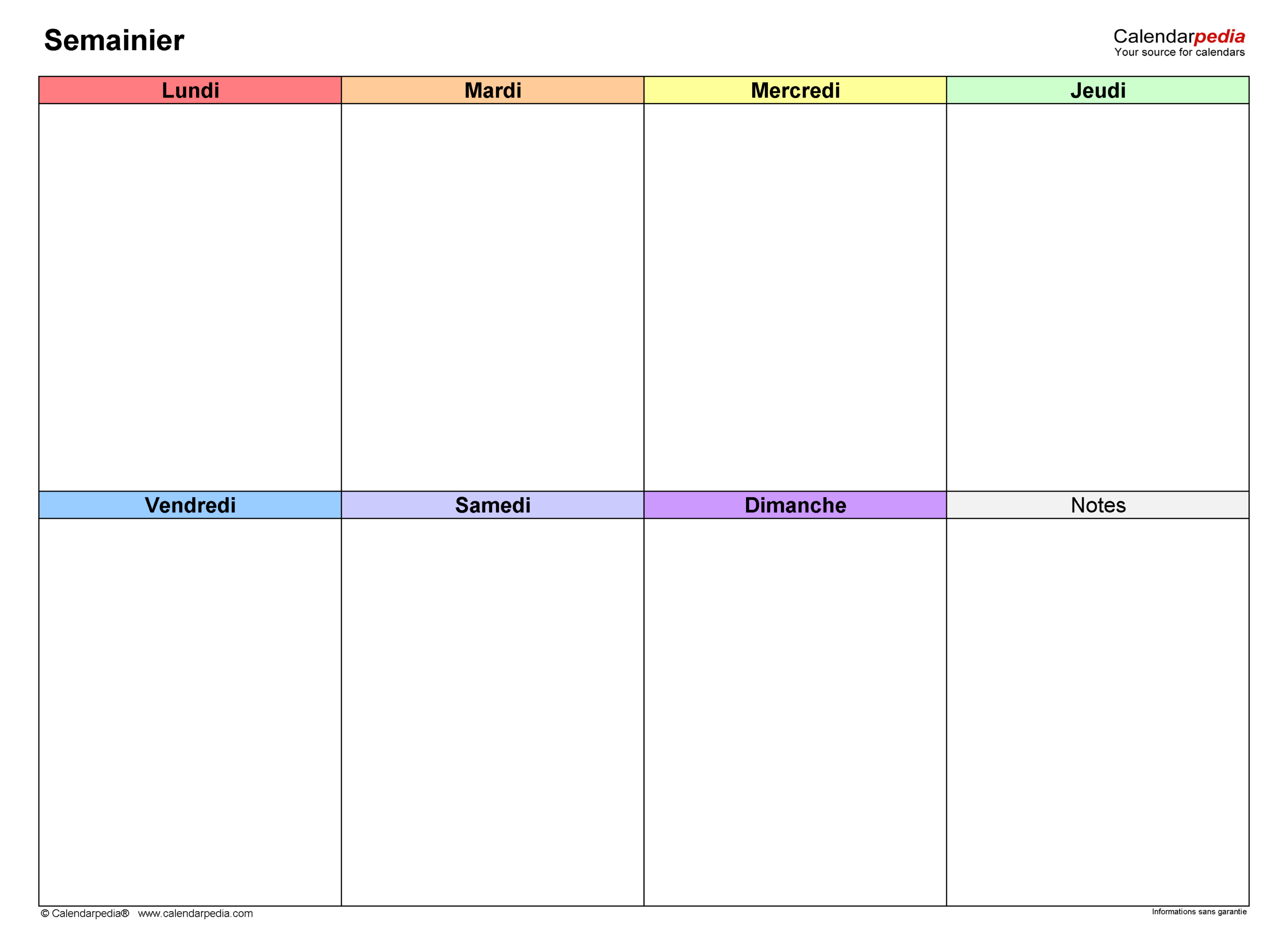 calendrier par semaine