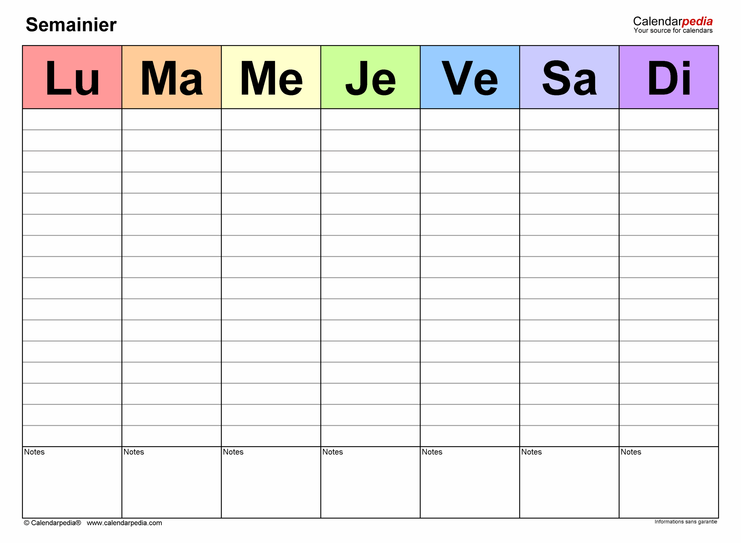 Semainier Imprimer Calendarpedia
