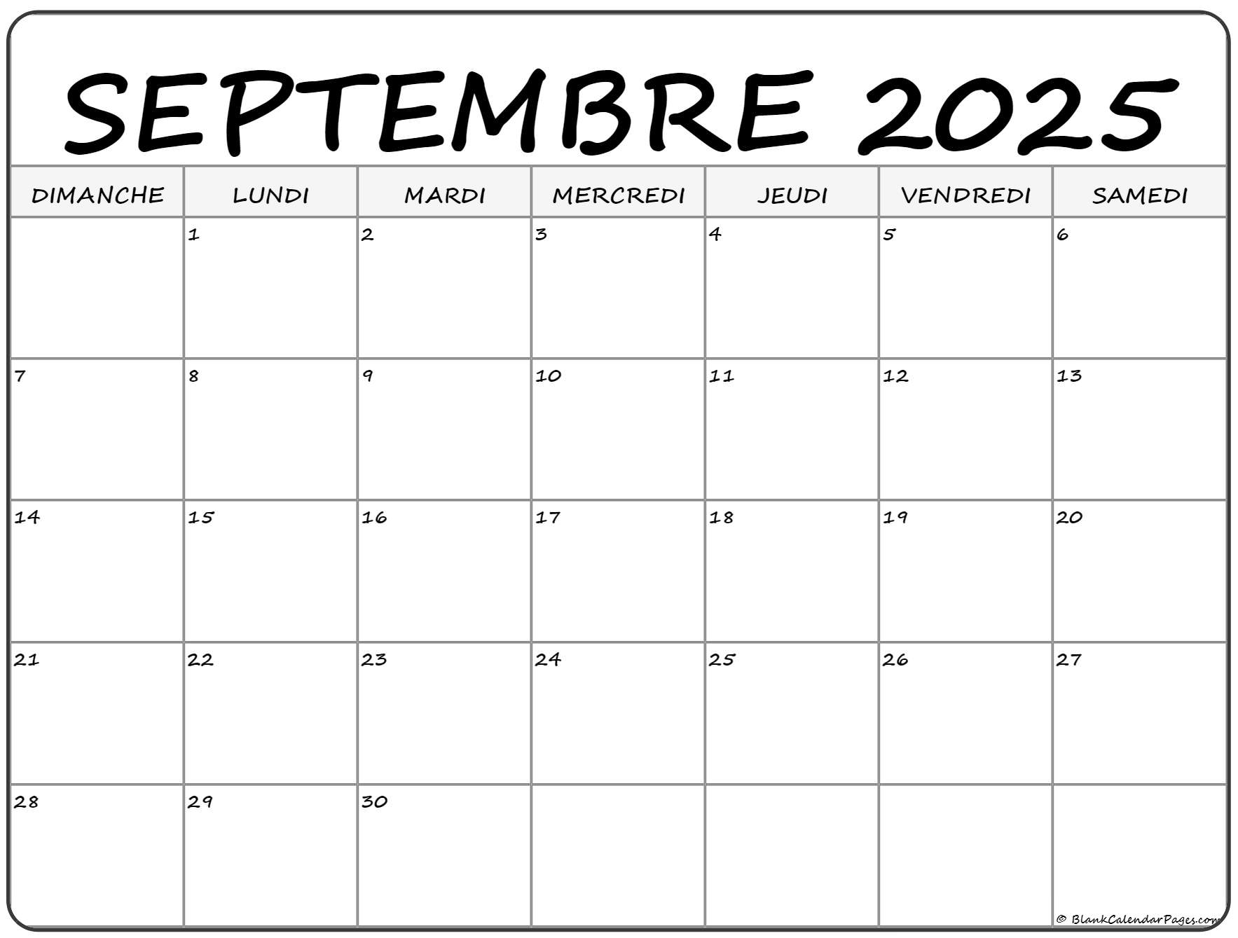 Septembre 2025 Calendrier Imprimable Calendrier Gratuit