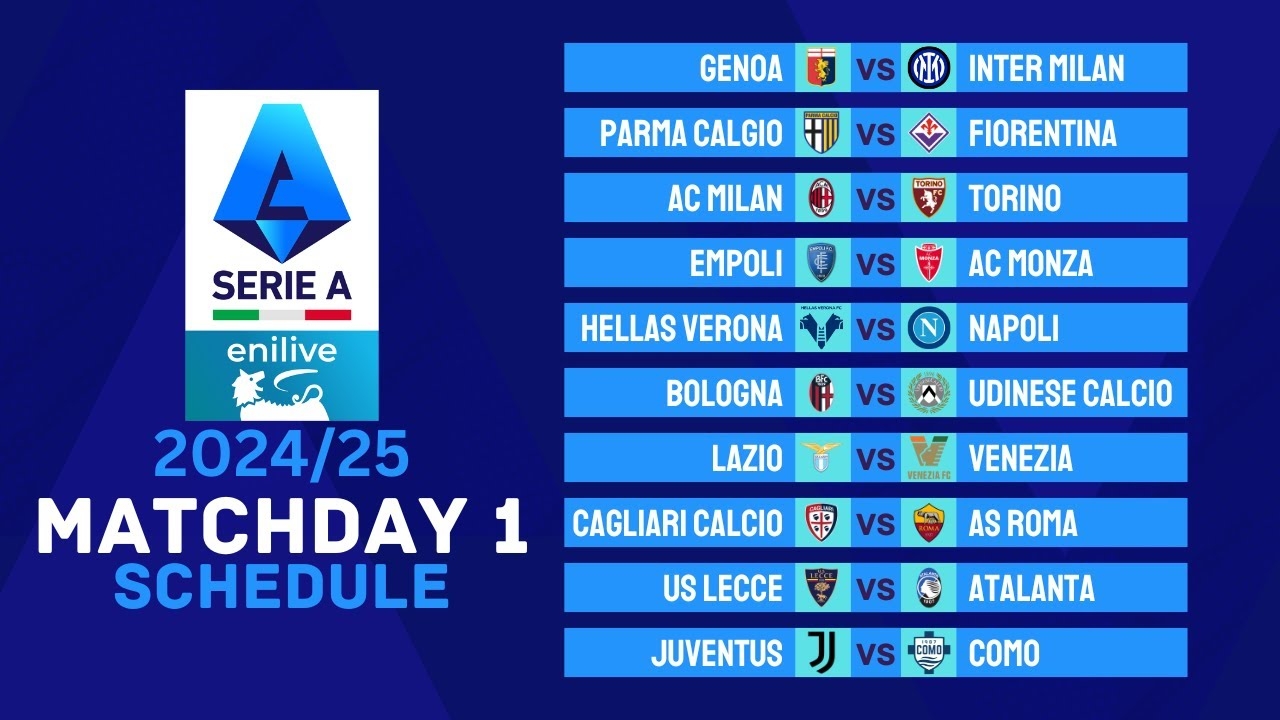 Serie A 2024 25 Matchday 1 Match Schedule Serie A FootWorld 2 0 YouTube