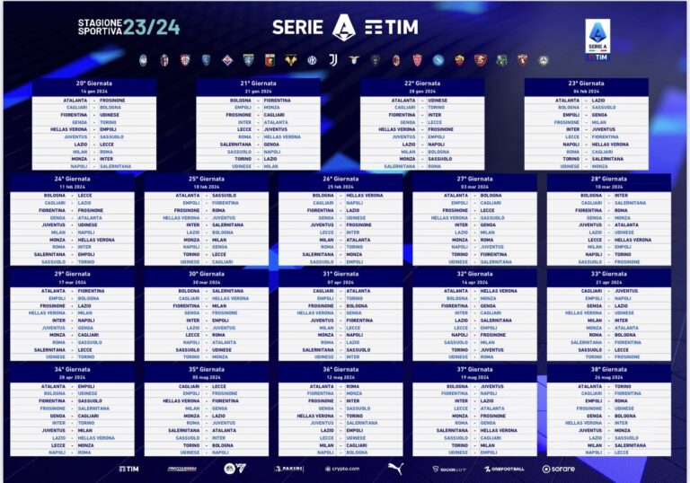 Serie A Fixtures Schedule 2023 24 In Full Football Italia