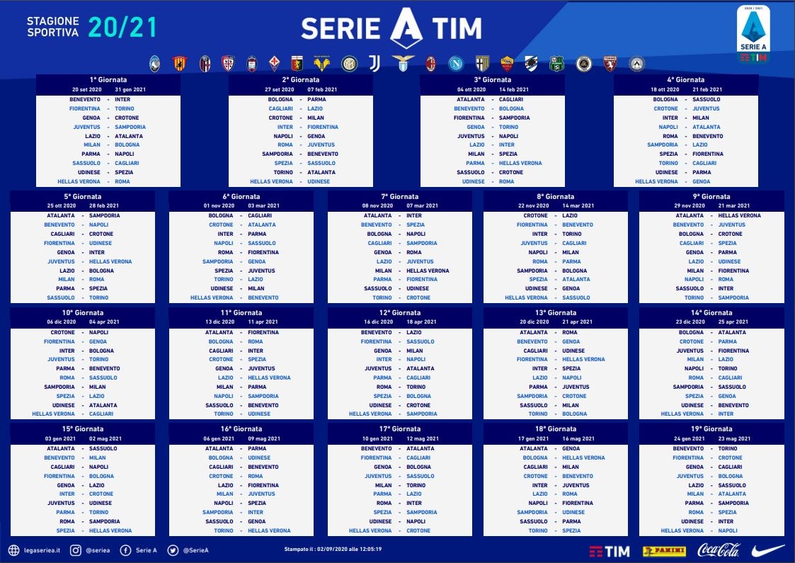 Serie A Le Calendrier De La Saison 2020 21 D voil 