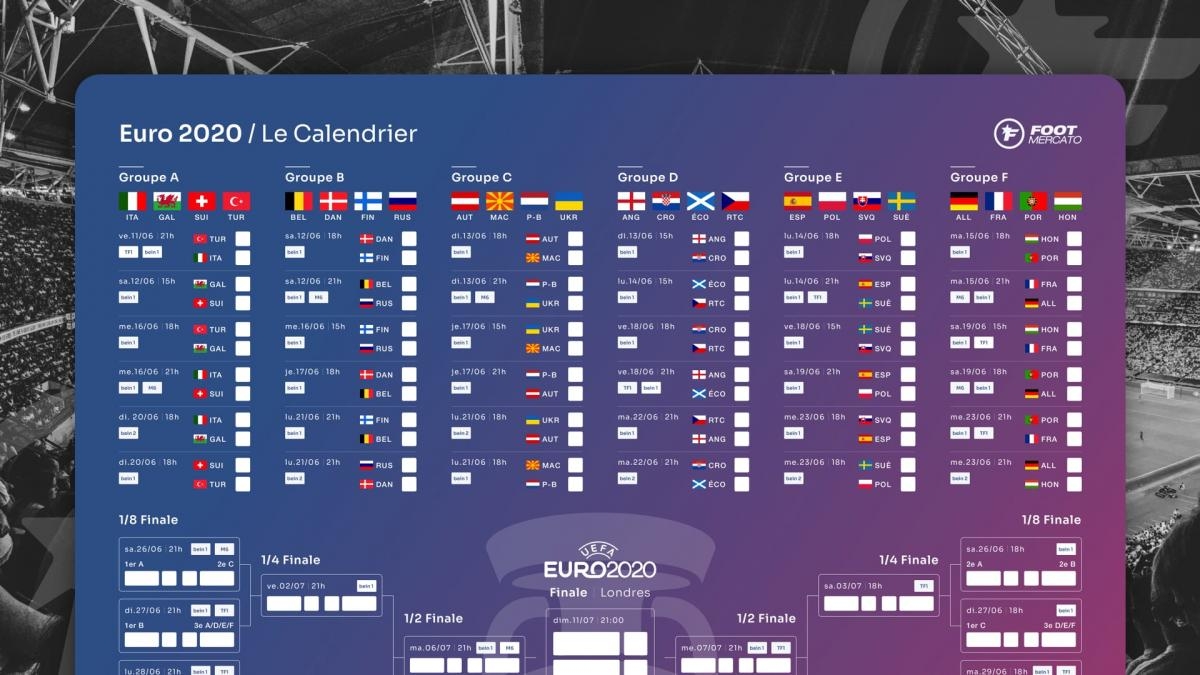 T l chargez Le Calendrier Complet En PDF De L Euro 2020