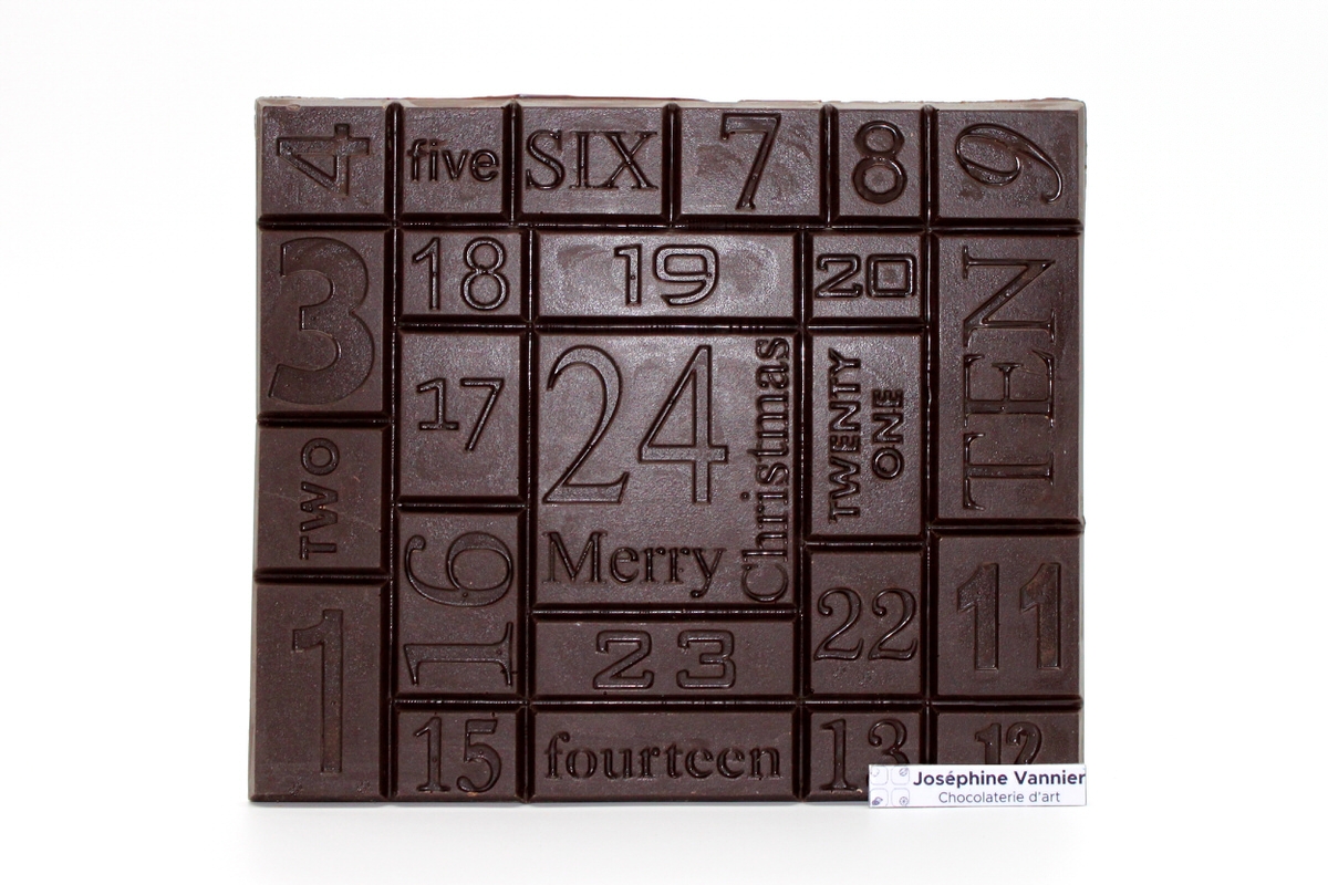 Tablette Calendrier De L avent En Chocolat Noir 240g Jos phine Vannier Chocolaterie D art