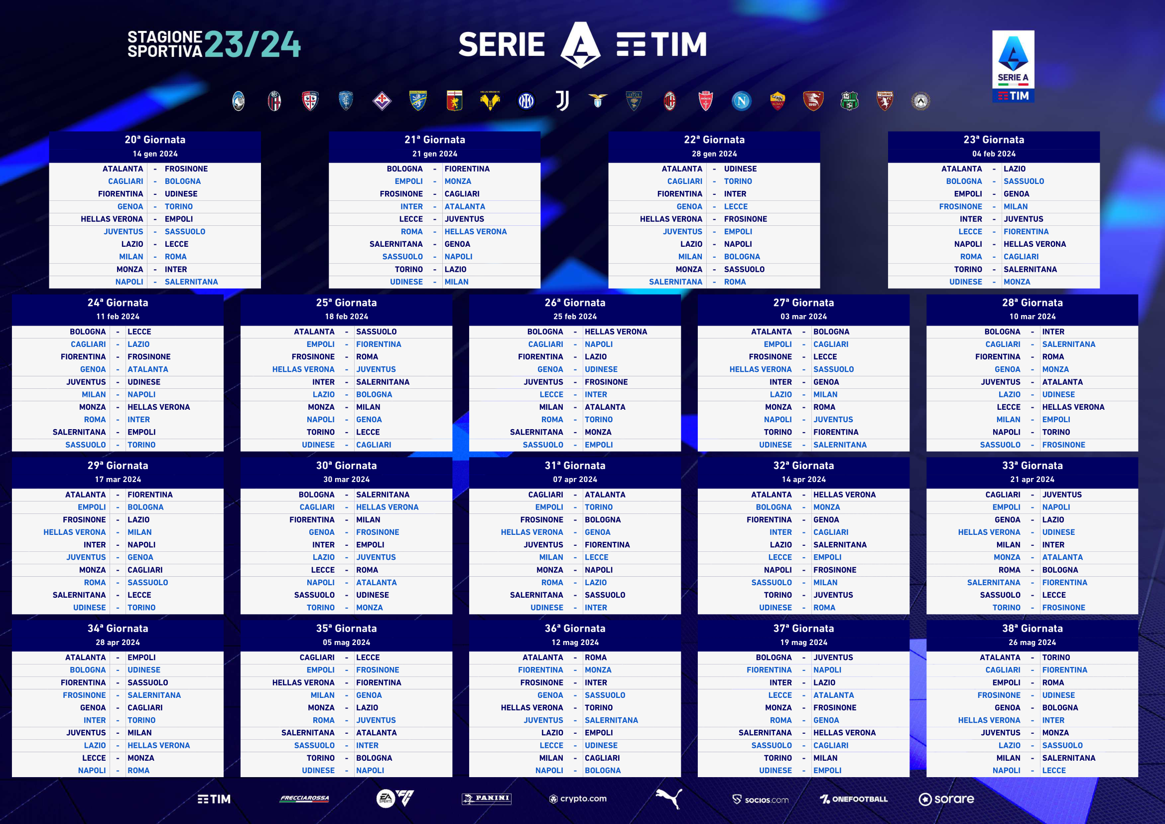 The 2023 24 Serie A Second Round Fixture List legaseriea it Rossoneri Blog AC Milan News