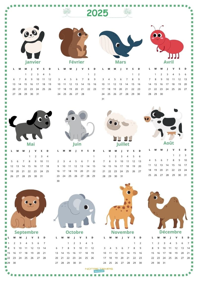 Tous Nos Calendriers 2025 Gratuits Pour Enfant Imprimer
