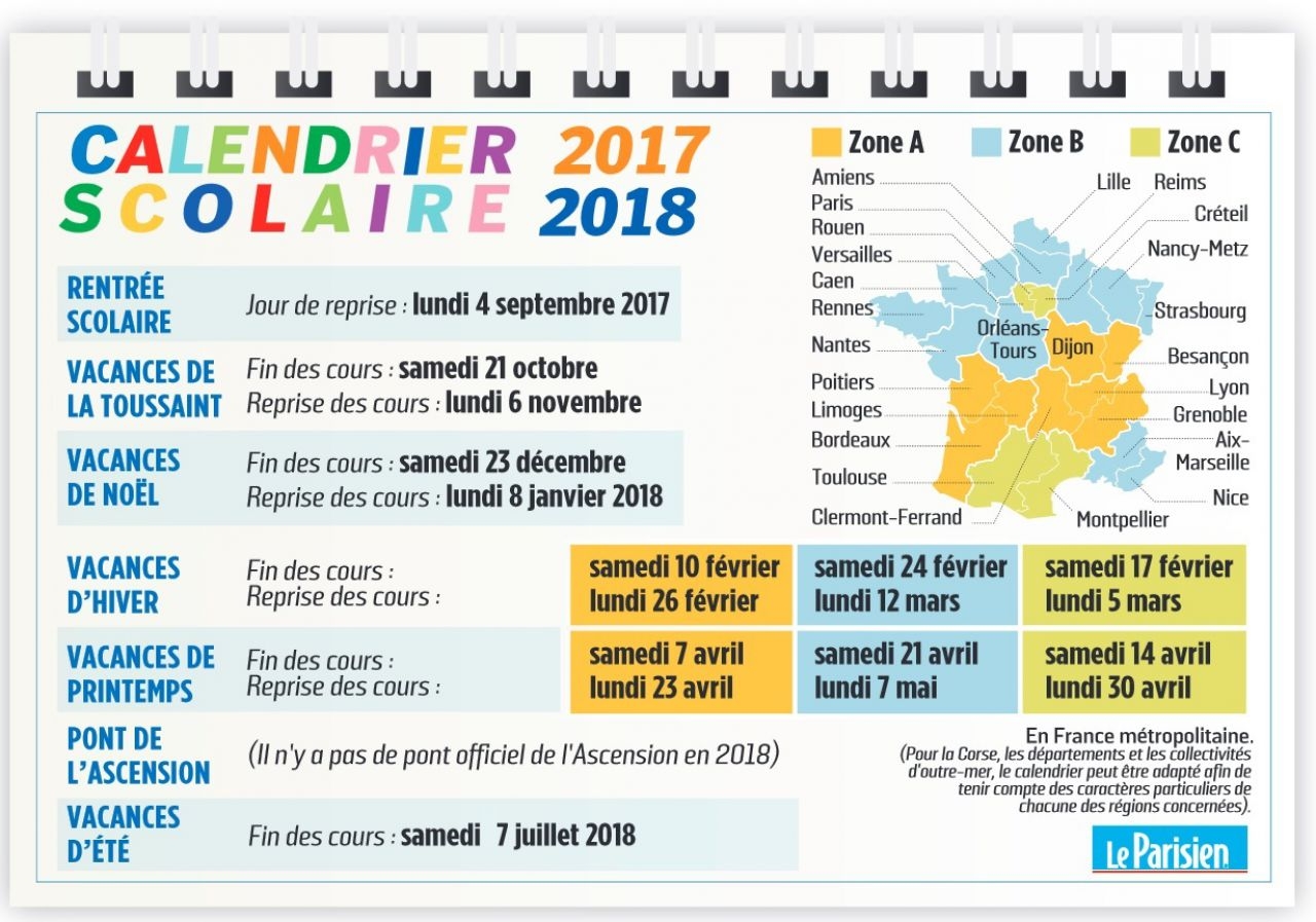 Vacances Scolaires 2017 2018 Le Calendrier Imprimer Le Parisien Vacances Scolaires 2017 2018 Le Calendrier Imprimer Le Parisien