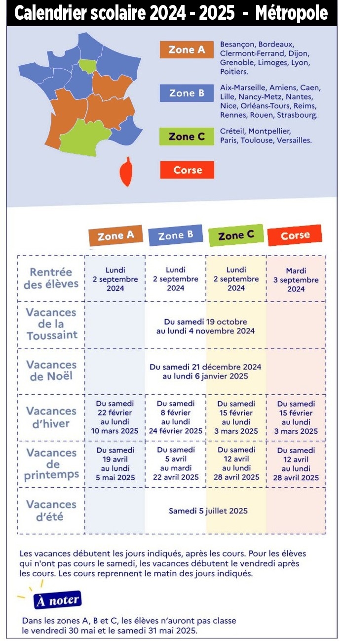 Vacances Scolaires 2024 2025 Et 2025 2026 M tropole Et Outre Mer CFDT UFETAM
