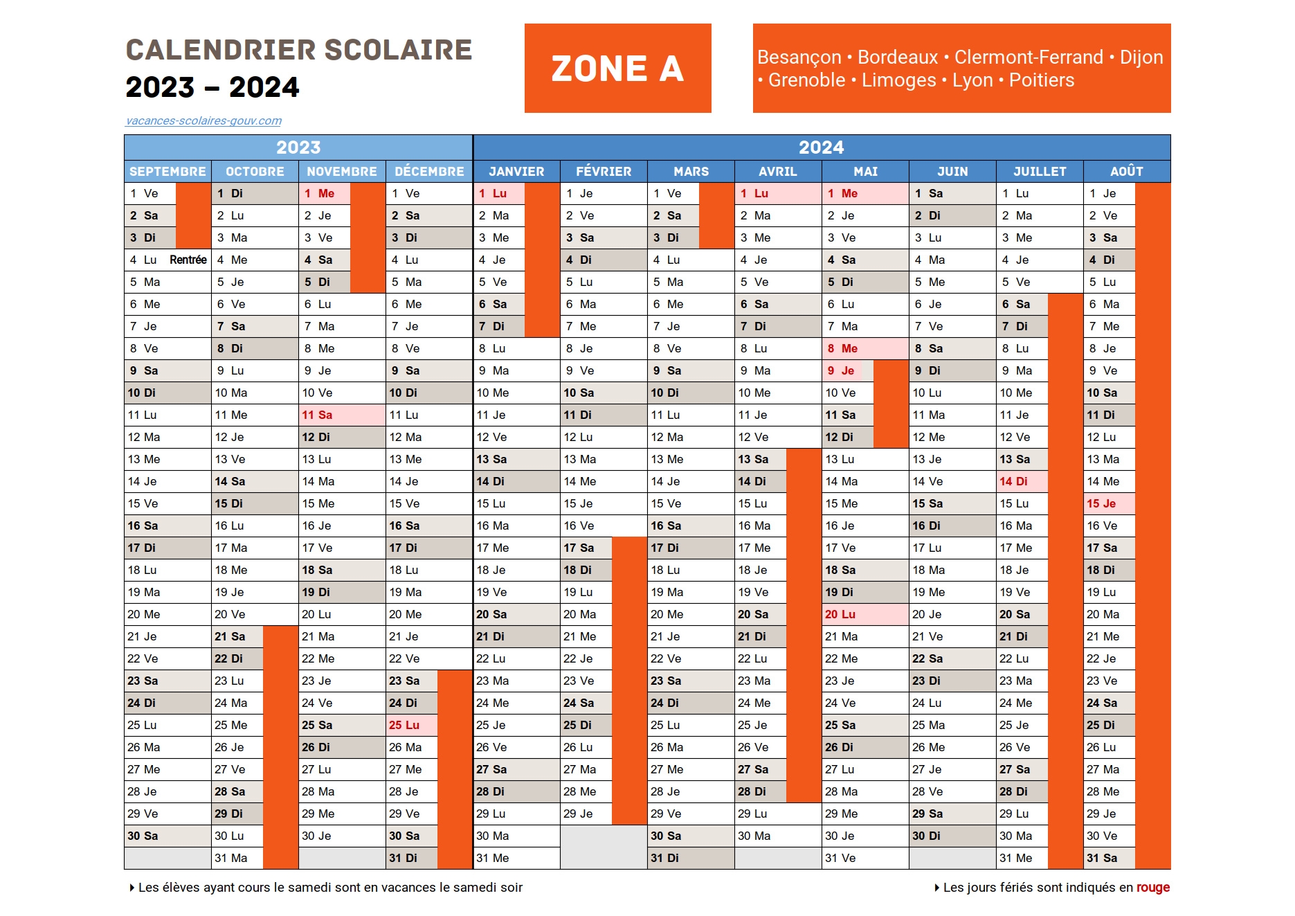 Vacances Scolaires 2024 Calendrier Scolaire Officiel 2023 2024